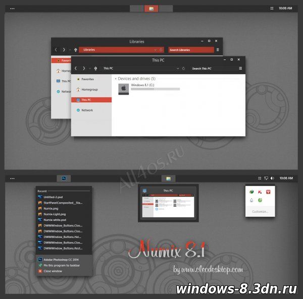 Numix - стильная темная тема для Windows 8.1